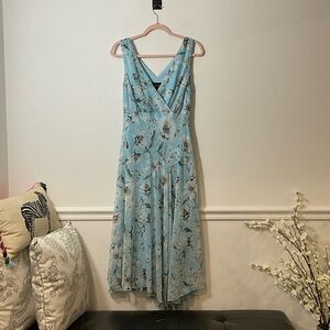 Connected Apparel Light Blue Floral Maxi Dress